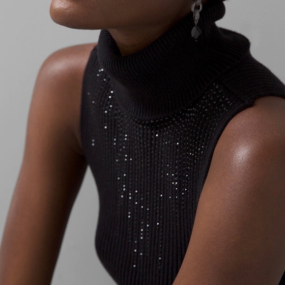 ⭐️NEW⭐️White House Black Market (WHBM) Beaded Mock Neck Sweater - Picture 3 of 10